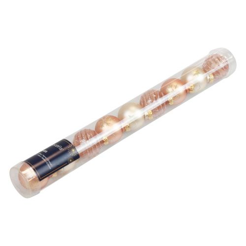 Floristik24 Mini Weihnachtskugeln Glas Creme Kupfer Glaskugeln Ø3cm 9St