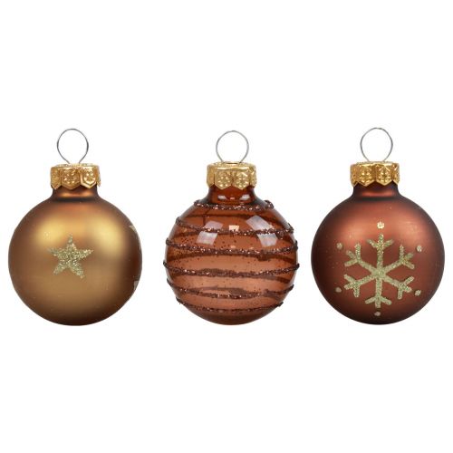 Floristik24 Mini Weihnachtskugeln Glas Gold Braun Glaskugeln Ø3cm 9St