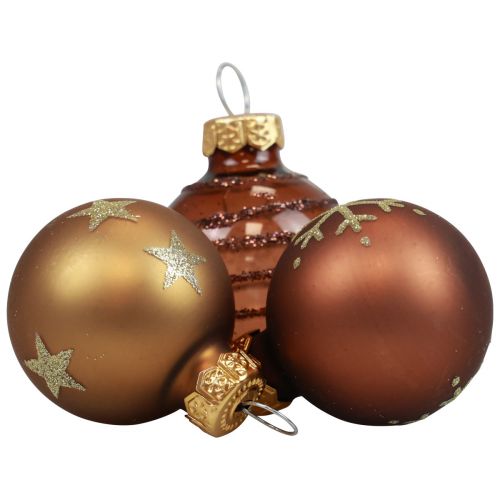 Floristik24 Mini Weihnachtskugeln Glas Gold Braun Glaskugeln Ø3cm 9St