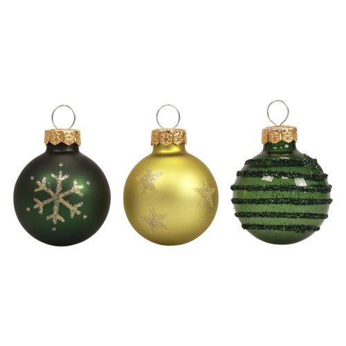Floristik24 Mini Weihnachtskugeln Glas Grün Gold Glaskugeln Ø3cm 9St