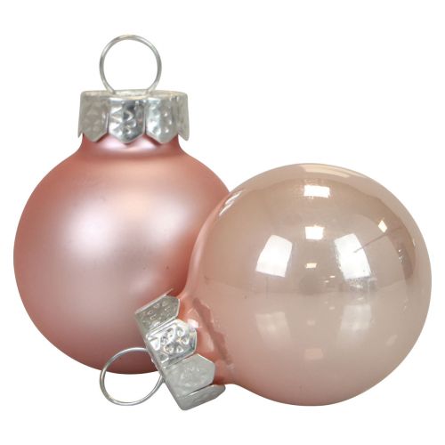 Artikel Mini Weihnachtskugeln Glas Rosa Matt/Glänzend Ø2,5cm 20 St