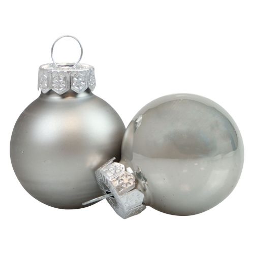 Floristik24 Mini Weihnachtskugeln Glas Silber Glanz/Matt Ø2,5cm 20 St