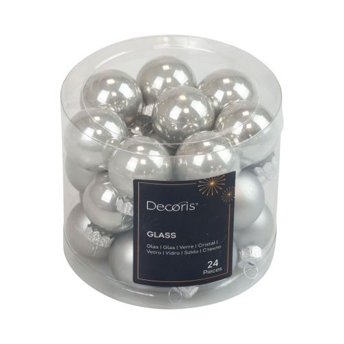 Floristik24 Mini Weihnachtskugeln Glas Silber Glanz/Matt Ø2,5cm 20 St