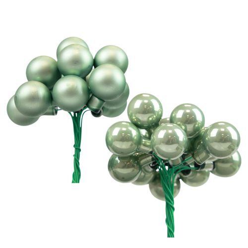 Floristik24 Mini Weihnachtskugeln am Draht Glas Grün Ø2,5cm 140St