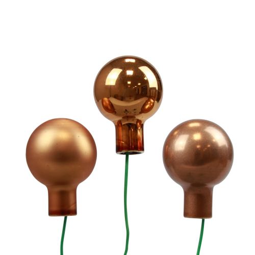 Floristik24 Mini Weihnachtskugeln am Draht Glas Orange Ø2,5cm 140 St