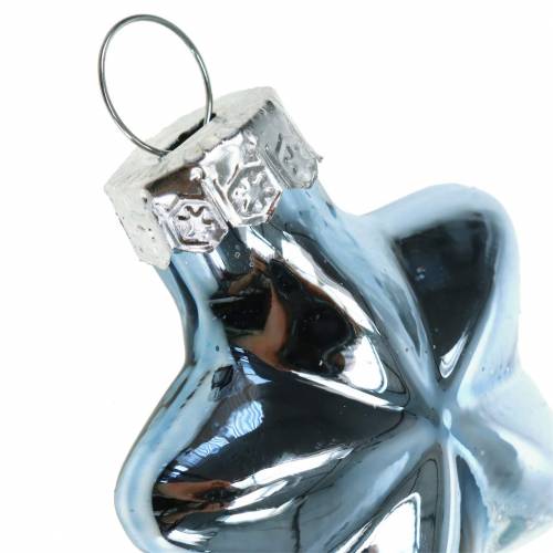 Floristik24 Mini-Christbaumschmuck Mix sortiert Glas Weiß, Blau 12St
