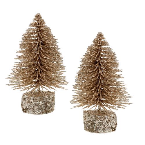 Floristik24 Mini-Tannenbaum Gold mit Glitzer 6St