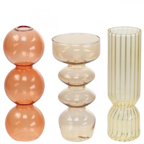 Floristik24 Minivasen Glas Deko Glasvasen Farbig H15,5–17cm 3er-Set
