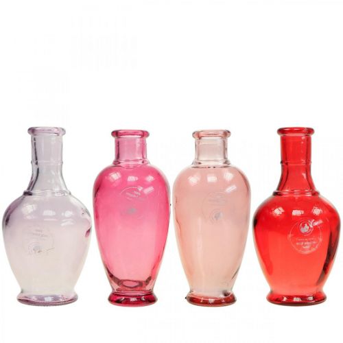 Floristik24 Minivasen Glas Deko Glasvasen Rosa Pink Rot Lila 15cm 4St