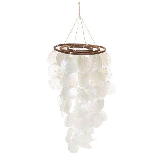 Capiz-Muschel-Windspiel rund 70 cm Länge in Grün für Balkon und Garten