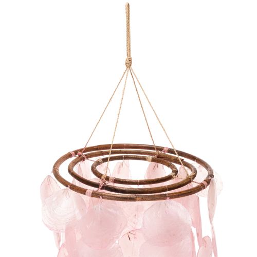 Windspiel aus Capiz-Muscheln und Holz 70 cm Rosa für Wohnzimmer und Garten | Floristik24.at