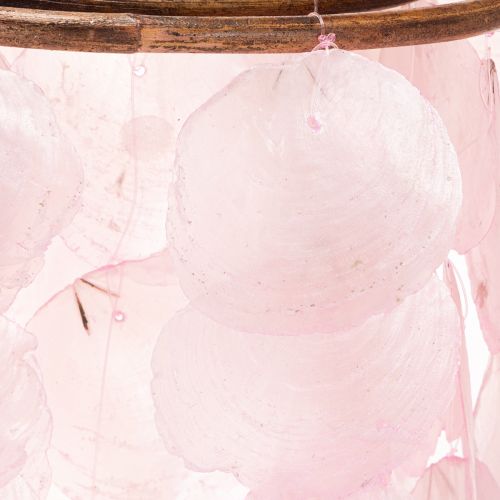 Windspiel aus Capiz-Muscheln und Holz 70 cm Rosa für Wohnzimmer und Garten | Floristik24.at