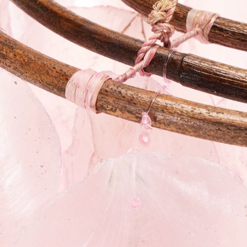 Windspiel aus Capiz-Muscheln und Holz 70 cm Rosa für Wohnzimmer und Garten | Floristik24.at
