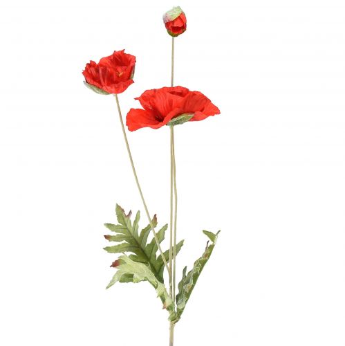 Mohnblume Deko Gartenblume mit 3 Blüten Rot L70cm