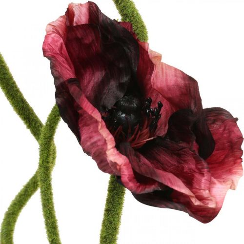 Künstliche Mohnblume, Kunstpflanze, Klatschrose Rot-Schwarz L55/60/70cm