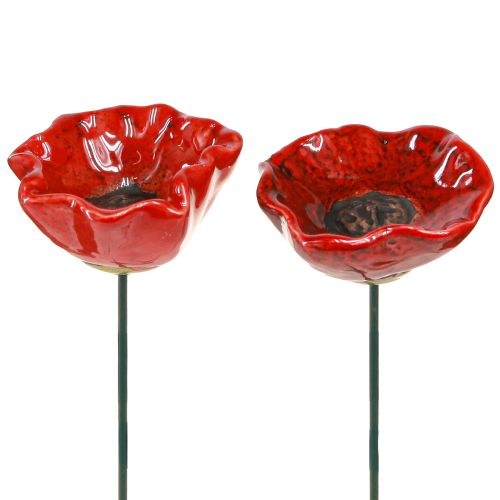 Floristik24 Mohnblume Keramik Deko Blumenstecker Mohn Rot 5cm 8 St