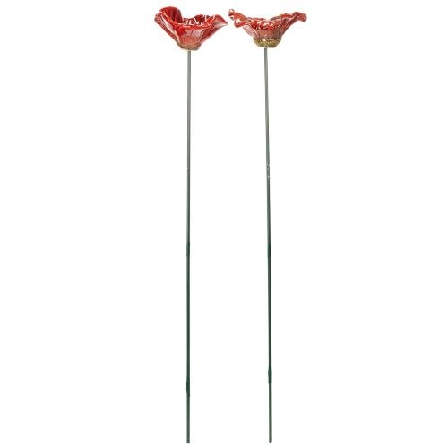 Artikel Gartenstecker Mohnblume Keramik Außergewöhnliche Gestaltung für Blumenbeete 52cm 2St