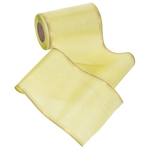Moiré Kranzband 150mm x 25m aus Acetat in Hellgrün mit Goldrand für Dekoration und Floristik | Floristik24.at