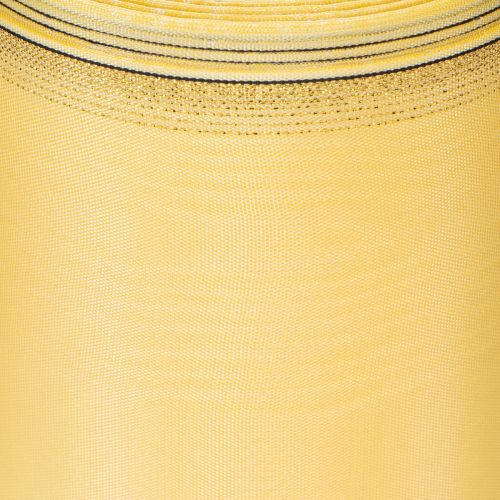 Artikel Moiré Kranzband Gelb mit Goldverzierung, Dekoband Floristik, Acetat/Polyester 150mm x 25m