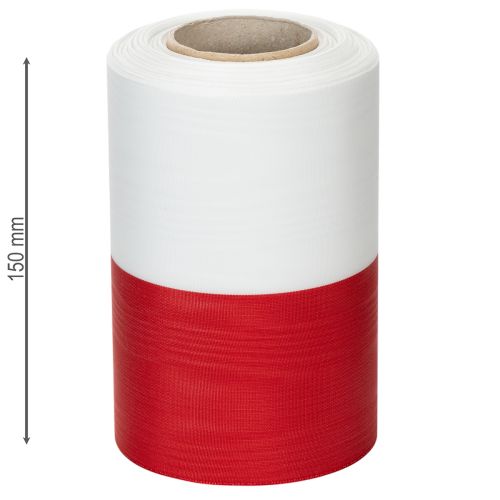 Artikel Moiré-Kranzband, Trauerband Weiß-Rot, Dekoband 150mm, Gedenkband Trauerflor, Acetat Taft 25m
