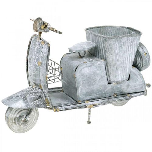 Floristik24 Blumentopf Motorroller Metall Vintage Weiß gewaschen 35×12×23cm