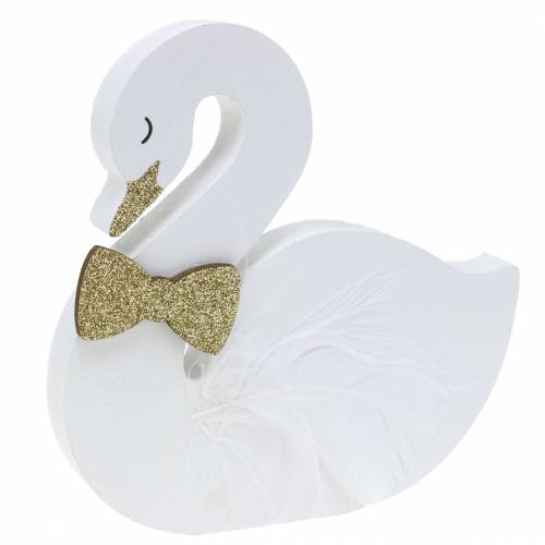Artikel Deko-Schwäne Hochzeit Holz Weiß Gold 12x13cm 2 St