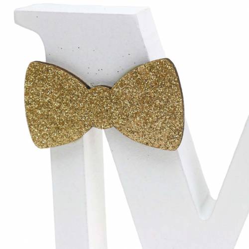 Floristik24 Deko-Buchstaben Mr & Mrs Holz Weiß, Gold Sortiert H11/13,cm 4er Set