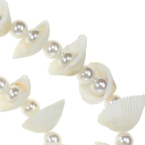 Floristik24 Muschelgirlande mit Perlen Weiß 100cm