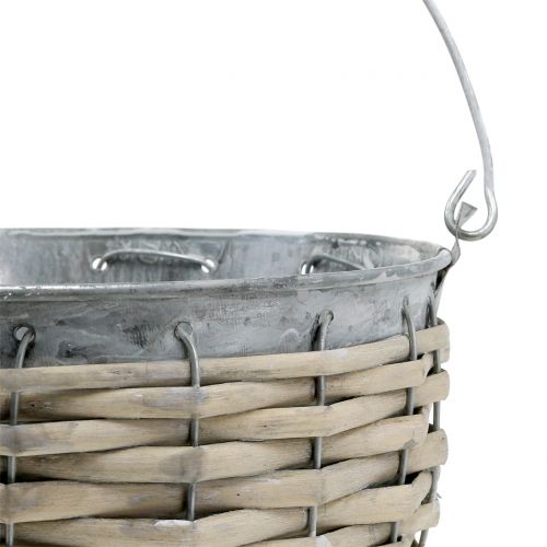 Floristik24 Zink-Eimer mit Korbgeflecht Ø18cm H17cm