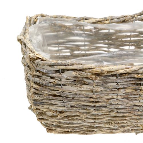 Floristik24 Pflanzenkorb rechteckig Natur-Weiß gewaschen L33cm 3er Set