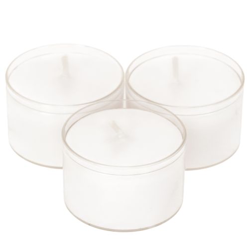Teelichter Weiß mit Plastikschale Ø 3,8cm H 3cm 8 Stunden Brenndauer 50 Stück bestellen | Floristik24.at