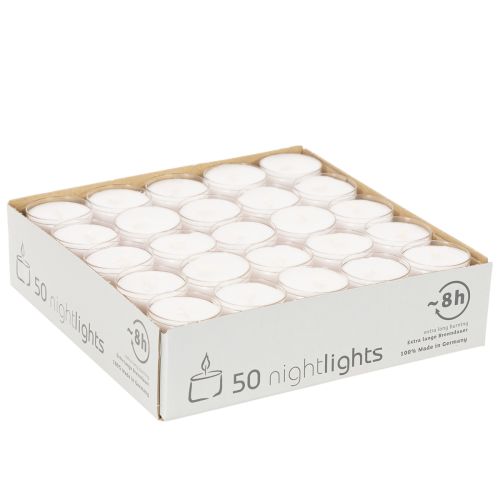 Teelichter Weiß mit Plastikschale Ø 3,8cm H 3cm 8 Stunden Brenndauer 50 Stück | Floristik24.at