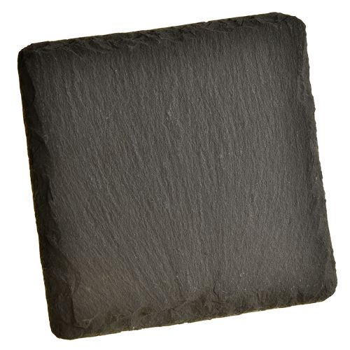 Floristik24 Natürliche Schieferplatte eckig Untersetzer Schwarz 10×10cm 6St