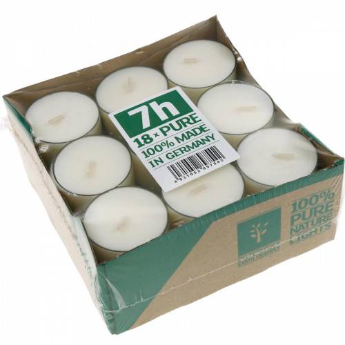 Floristik24 PURE Nature Lights Teelichter Rapswachs Natur Brenndauer 7 Stunden 18 St