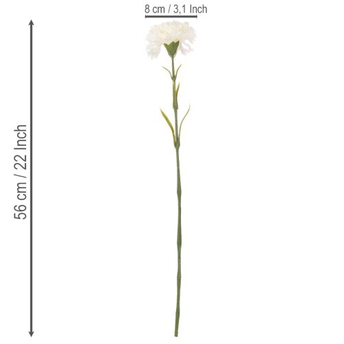 Künstliche Nelke Weiß 56cm aus Kunststoff und Seidenstoff 8er Set | Floristik24.at