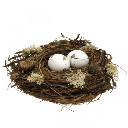 Floristik24 Osternest mit Eiern künstlich Natur, Weiß Tischdeko Ostern Ø19cm