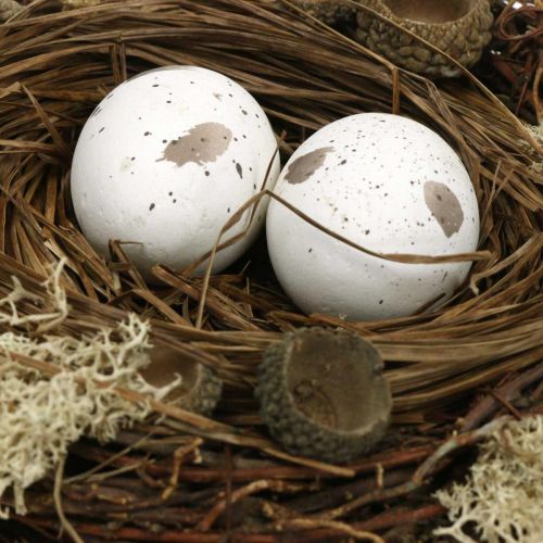 Osternest mit Eiern künstlich Natur, Weiß Tischdeko Ostern Ø19cm