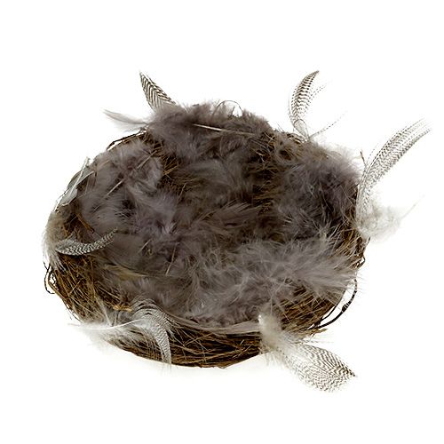 Floristik24 Nest mit Federn 15cm Natur 4St