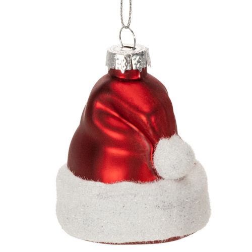 Weihnachtskugeln aus Glas Nikolausmütze 8cm Rot-Weiß 6er-Set bestellen | Floristik24.at