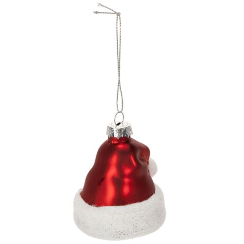 Weihnachtskugeln aus Glas Nikolausmütze 8cm Rot-Weiß 6er-Set | Floristik24.at