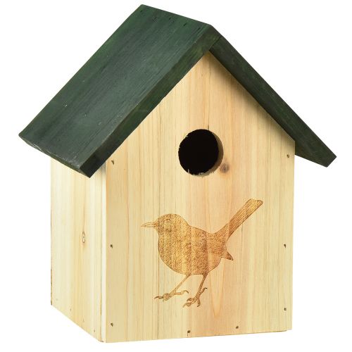 Floristik24 Nistkasten Blaumeise Vogelhaus Holz Natur Grün H20,5cm