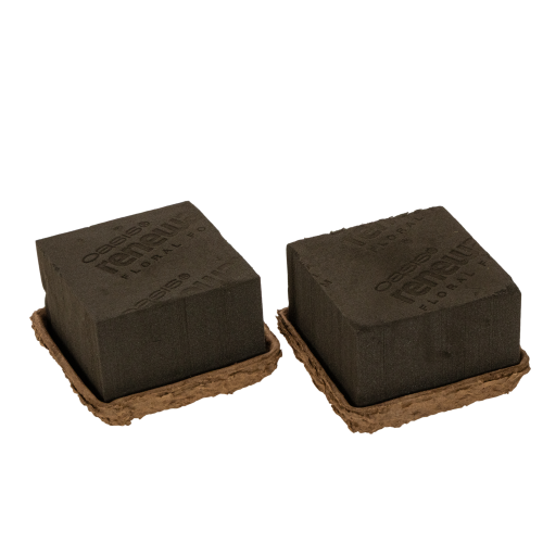 OASIS® Renewal® Floral Foam Biolit® Steckschaum Halbziegel, braun, 12 x 12 x 8 cm, 2 Stück | Floristik24.at