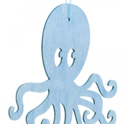 Floristik24 Oktopus zum Hängen Blau, Weiß Krake aus Holz Maritime Sommerdeko 8St