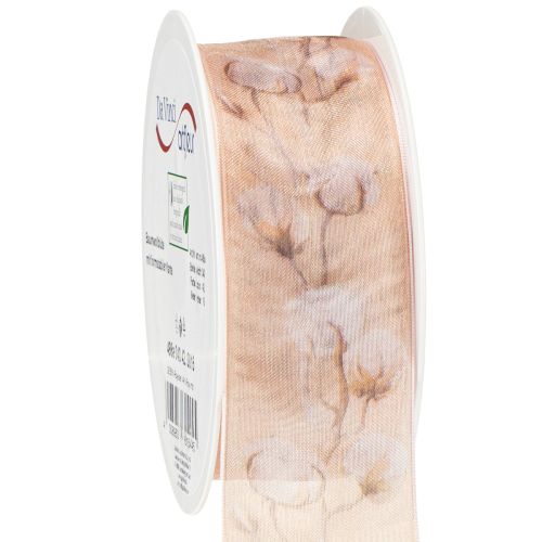 Organzaband Baumwollblüten Dekoband Rosa 40mm 15m