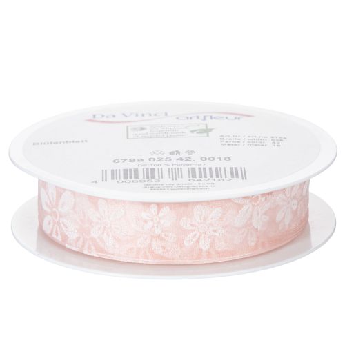 Artikel Organzaband Blumen Geschenkband Rosa 25mm 18m