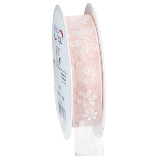 Floristik24 Organzaband Blumen Geschenkband Rosa 25mm 18m