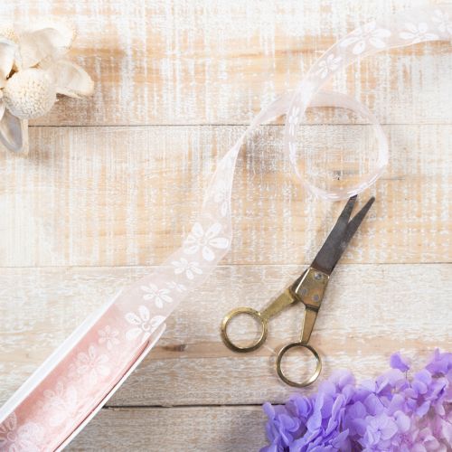 Artikel Organzaband Blumen Geschenkband Rosa 25mm 18m