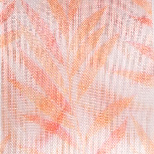 Organzaband Chiffonband 40mm x 15m Orange mit Blattmotiv | Floristik24.at