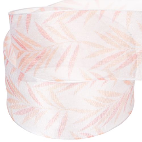 Organzaband Chiffonband 40mm x 15m Orange mit Blattmotiv | Floristik24.at