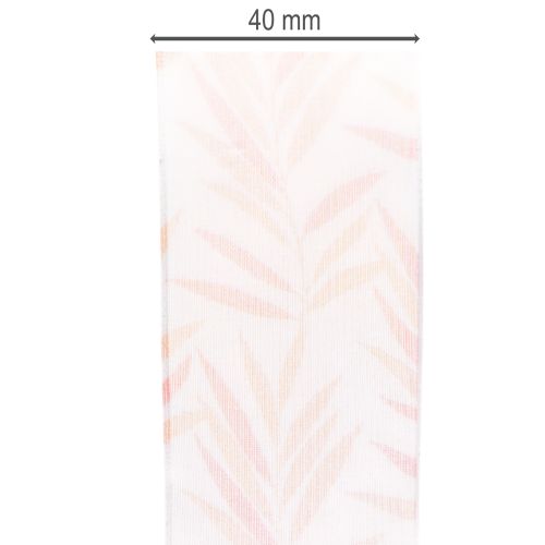 Organzaband Chiffonband 40mm x 15m Orange mit Blattmotiv | Floristik24.at
